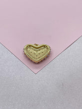 Load image into Gallery viewer, 18k Gold Filled Puffy Heart Crowned with Pearl Beads
