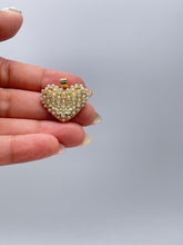 Load image into Gallery viewer, 18k Gold Filled Puffy Heart Crowned with Pearl Beads
