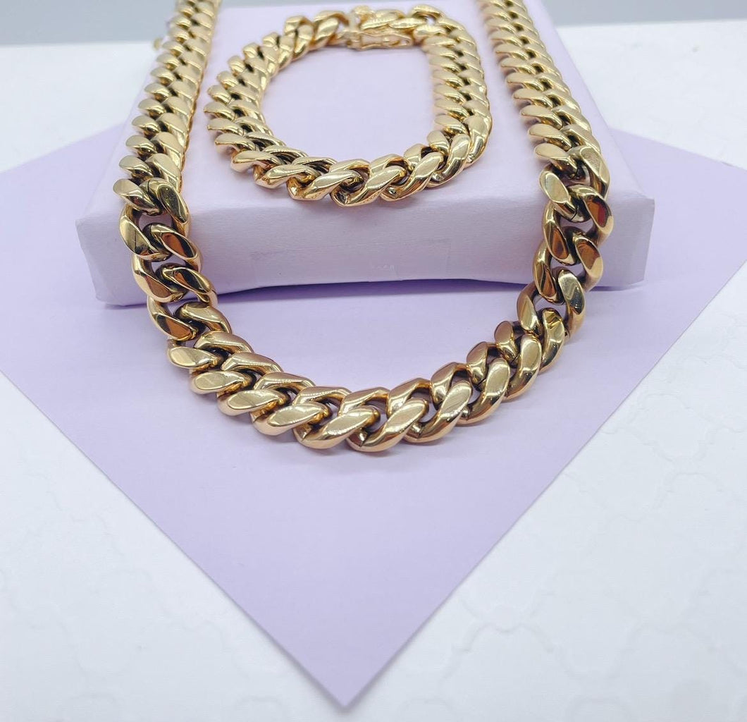 14k Gold Filled Thick 10mm Miami Cuban Link Chain, Cuban Necklace, Cadena de Labon Cubano