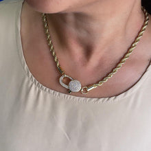 Load image into Gallery viewer, 18k Gold Filled 5mm Thick Rope Choker Necklace featuring Large Pave Micro Zirconia Lobster Clasp
