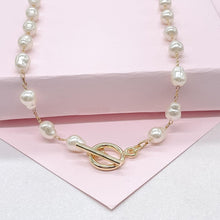 Load image into Gallery viewer, 18k Gold Filled Natural Shaped 6mm Faux Beaded Pearl Toggle Choker
