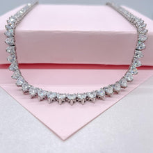 Load image into Gallery viewer, Silver Filled 5mm Heart Shaped Tennis Necklace with Bayonet Clasp

