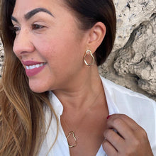 Load image into Gallery viewer, 18k Gold Filled Irregular Oval Necklace Pendant and Earrings, Boho Shape Set
