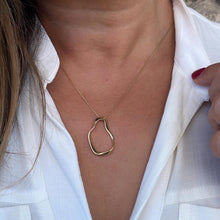 Load image into Gallery viewer, 18k Gold Filled Irregular Oval Necklace Pendant and Earrings, Boho Shape Set
