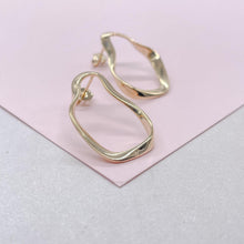 Load image into Gallery viewer, 18k Gold Filled Irregular Oval Necklace Pendant and Earrings, Boho Shape Set
