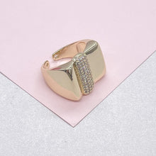 Load image into Gallery viewer, 18k Gold Filled Adjustable Square Dome With Puffy CZ Band
