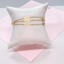 Load image into Gallery viewer, 18k Gold Filled 3 in 1 Curb Link Bracelet with Leaf charms
