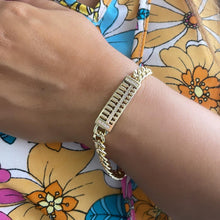 Load image into Gallery viewer, 7mm 18k Gold Filled Unisex ID Cuban Link Bracelet with Engraved Edge Pattern
