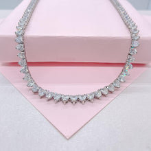 Load image into Gallery viewer, 18k Gold Filled 5mm Heart Shaped Tennis Necklace with Bayonet Clasp
