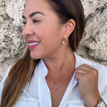 Load image into Gallery viewer, 18k Gold Filled Irregular Oval Necklace Pendant and Earrings, Boho Shape Set
