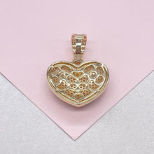 Load image into Gallery viewer, 18k Gold Filled CZ Big Heart Puffy Pendant, Available in Gold and Silver
