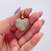 Load image into Gallery viewer, 18k Gold Filled CZ Big Heart Puffy Pendant, Available in Gold and Silver
