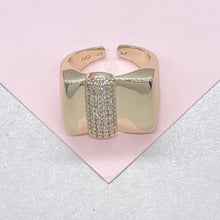 Load image into Gallery viewer, 18k Gold Filled Adjustable Square Dome With Puffy CZ Band

