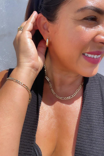 18k Gold Filled 6mm Figaro Link Set