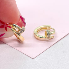 Load image into Gallery viewer, 18k Gold Filled Small Screws Flat Square Hoop EarringsWholesale Jewelry Supplies
