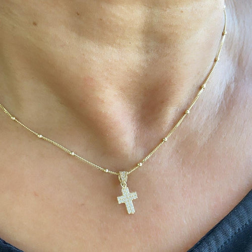 14k Solid Gold, Heart, Eye and CZ Cross, Daily Pendants, Solid Gold Pendants, Gifts for Her, Minimalist Pendant, Solid Gold Pendants