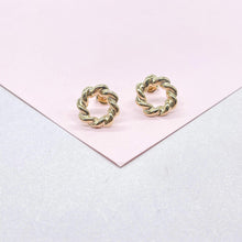 Load image into Gallery viewer, 18k Gold Filled Smooth Twisted Halo Earrings
