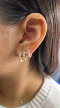 Load image into Gallery viewer, 18k Gold Filled Set of Round Stone Hoop Earrings
