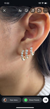 Load image into Gallery viewer, 18k Gold Filled Set of Round Stone Hoop Earrings
