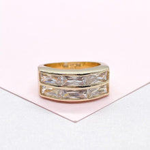Load image into Gallery viewer, 18k Gold Filled 18k Gold Filled Signet Ring with Baguette Cut Stones on Top
