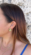 Load image into Gallery viewer, 18k Gold Filled Textured Twist and Smooth Flower Shape Earrings
