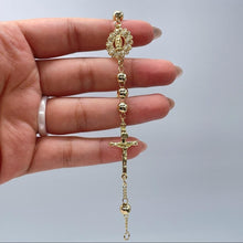 Load image into Gallery viewer, 18k Gold Filled Rosary Bracelet: Virgin Mary, Jesus Crucifix, CZ Medal
