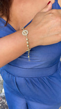 Load image into Gallery viewer, 18k Gold Filled Rosary Bracelet: Virgin Mary, Jesus Crucifix, CZ Medal
