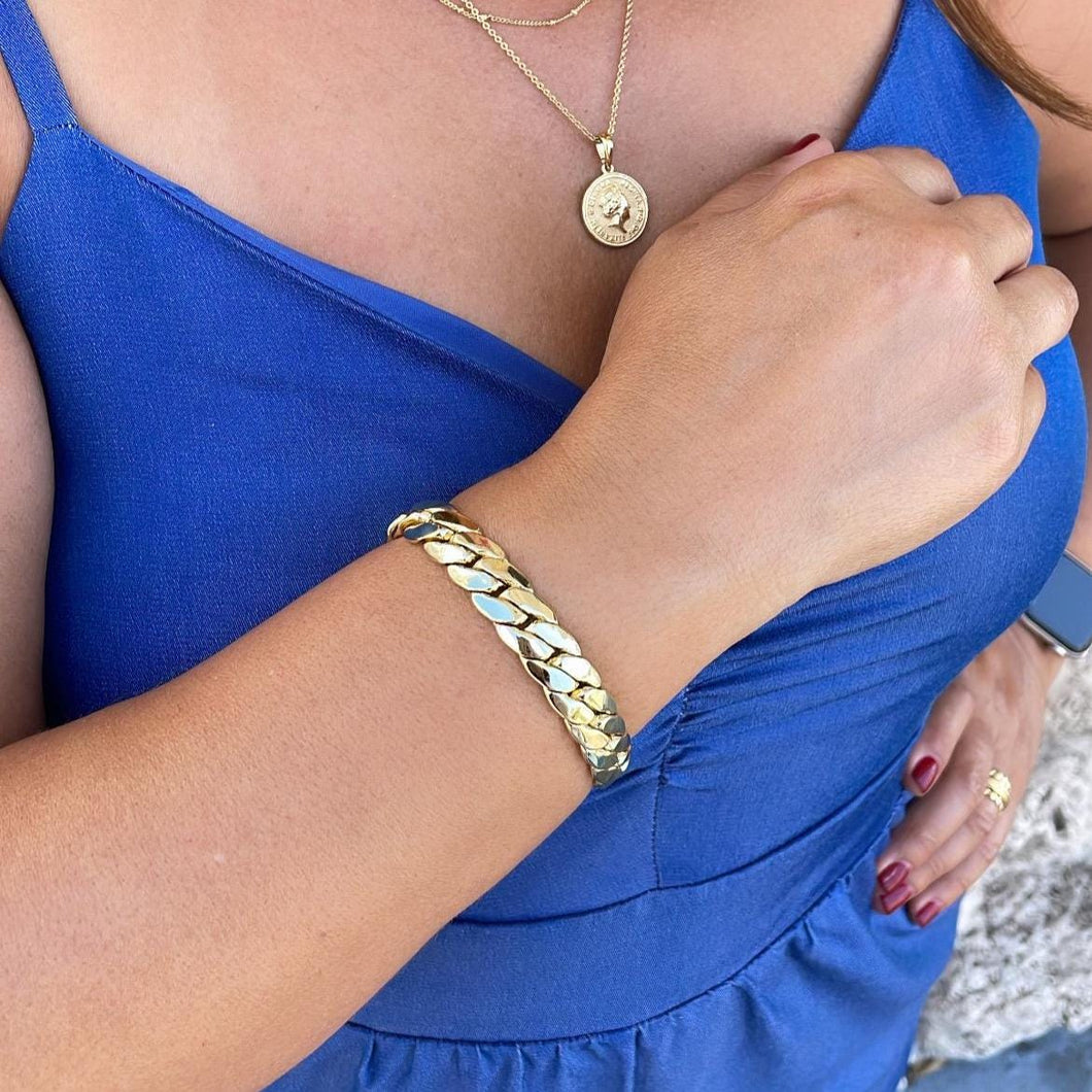 18k Gold Filled 12mm Thick Monaco Miami Cuban Link Bracelet for Women