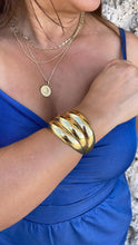 Load image into Gallery viewer, 18k Gold Filled Plain Triple Row Cuff Bracelet, Hollowed, Trending Now
