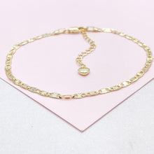 Load image into Gallery viewer, 18k Gold Filled 3mm Mariner Link Anklet featuring Starburst Design
