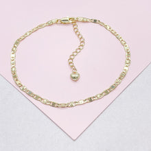 Load image into Gallery viewer, 18k Gold Filled 3mm Mariner Link Anklet featuring Starburst Design
