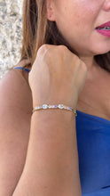 Load image into Gallery viewer, 18k Gold Filled 4mm Spear Link Bracelet with Pastel and White CZ Stoned
