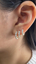 Load image into Gallery viewer, 18k Gold Filled Set of Round Stone Hoop Earrings
