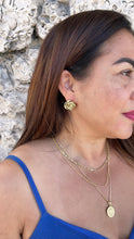 Load image into Gallery viewer, 18k Gold Filled Textured Twist and Smooth Flower Shape Earrings
