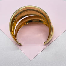 Load image into Gallery viewer, 18k Gold Filled Plain Triple Row Cuff Bracelet, Hollowed, Trending Now
