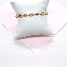 Load image into Gallery viewer, 18k Gold Filled Oval Stone Charm Bracelet with 3 Stones
