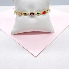 Load image into Gallery viewer, 18k Gold Filled Oval Stone Charm Bracelet with 3 Stones
