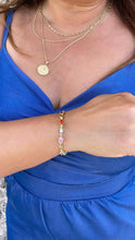 Load image into Gallery viewer, 18k Gold Filled Oval Stone Charm Bracelet with 3 Stones
