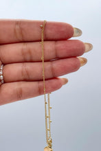 Load image into Gallery viewer, 18k Gold Filled Curb Chain Satellite Anklet with Hanging Bead
