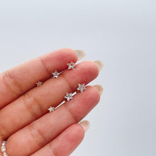 Load image into Gallery viewer, 18k Gold Filled Plain CZ Star Shaped Studs, Available in 3 Sizes, Dainty Jewlery, For Her, Dainty Studs, Boy Studs, Birthday Present
