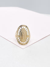 Load image into Gallery viewer, 18k Gold Filled Virgin Mary Medallion Engraved Ring
