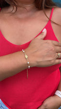Load image into Gallery viewer, 18k Gold Filled Pearl Beaded Bracelet with Gold Cowrie Puka Shell Charm
