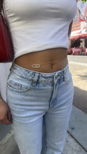 Load image into Gallery viewer, Silver Filled Dainty Curb Link Waist Chain with Oval Carabiner CZ Chain
