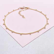 Load image into Gallery viewer, 18k Gold Filled Curb Chain Satellite Anklet with Hanging Bead
