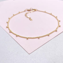 Load image into Gallery viewer, 18k Gold Filled Curb Chain Satellite Anklet with Hanging Bead
