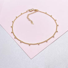 Load image into Gallery viewer, 18k Gold Filled Curb Chain Satellite Anklet with Hanging Bead
