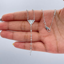 Load image into Gallery viewer, Silver Filled Dainty Rosary with sparkle Heart Center Crucifix Cross

