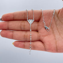 Load image into Gallery viewer, Silver Filled Dainty Rosary with sparkle Heart Center Crucifix Cross
