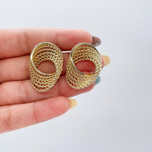 Load image into Gallery viewer, 18k Gold Filled Wire Textured Earrings with Infinity Twist Design
