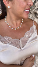 Load image into Gallery viewer, 18k Gold Filled Gold Bead and Synthetic Saltwater Pearl Choker
